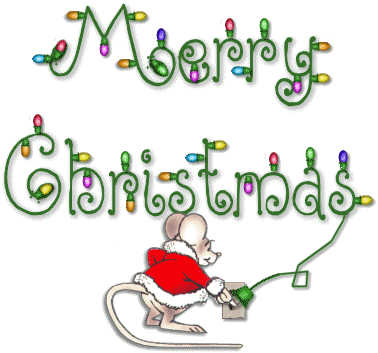 Grote kerst animatie van kerstverlichting - Merry Christmas in een koord van gekleurde kerstverlichting die bediend wordt door een muis