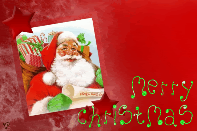 Grote kerstanimatie van een kerstman - Merry Christmas met een kerstman die een brief vasthoudt