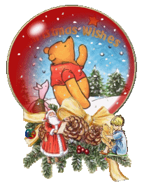 Middelgrote animatie van een kerstdier - Globe met Christmas wishes en een beer in de sneeuw