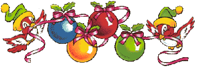Middelgrote kerstmis animatie van een kerstbal - Twee vogeltjes hebben een lint in hun snavel met daaran kerstballen