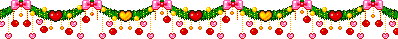 Mini animatie van een kerst lijn - Kerstgroen met roze strikken, rode kerstballen en hartjes