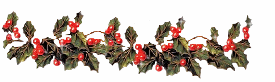 Middelgrote animatie van een kerst lijn - Hulstbladeren met rode bessen en witte sterren