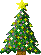 Mini kerstanimatie van een kerstboom - Kerstboom met gele twinkelverlichting en een gele kerstster als piek