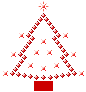 Mini kerstanimatie van een kerstboom - Rode kerstboom met rode kerstverlichting