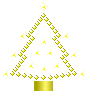 Mini kerstanimatie van een kerstboom - Geelgroene kerstboom met geelgroene kerstverlichting