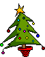 Mini kerstanimatie van een kerstboom - Kerstboom met gekleurde kerstverlichting en een schijnende kerstster