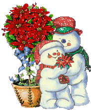 Kleine animatie van een sneeuwpop - Twee sneewmannen met rode kerststerren