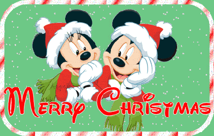 Grote kerstanimatie van Disney - Merry Christmas met twee muizen met kerstmutsen in de sneeuw