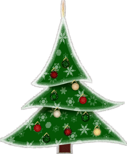 Grote kerstanimatie van een kerstboom - Kerstboom met rode, groene en witte kerstballen