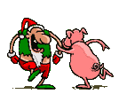 Mini kerstanimatie - De Kerstman danst met een varken