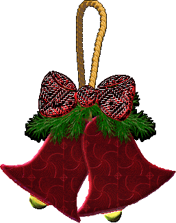 Middelgrote kerstmis animatie van een kerstklok - Twee rode kerstklokken met een rode strik