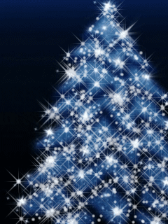 Middelgrote kerstanimatie van een kerstboom - Blauwe kerstboom met twinkelverlichting
