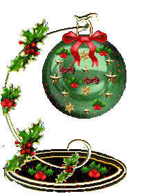 Middelgrote kerstmis animatie van een kerstbal - Kerstbal met een rode strik en gekleurde sterretjes