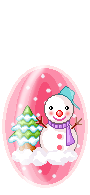 Mini animatie van een sneeuwpop - Roze ei met een sneeuwpop met een kerstboom ernaast