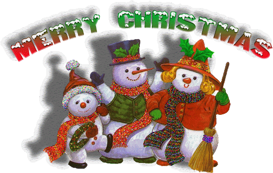 Grote animatie van een sneeuwpop - Merry Christmas met drie sneeuwpoppen