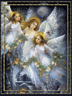 Middelgrote animatie van een kerstengel - Engelen boven de kerk