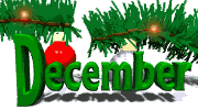 Mini kerstanimatie - December met twee sparrentakken met lichtjes en twee kerstballen