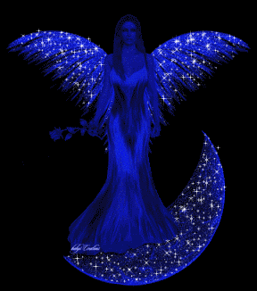 Middelgrote animatie van een kerstengel - Blauwe engel met witte sterretjes