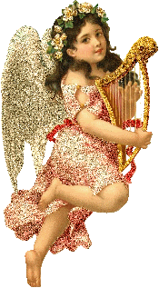 Middelgrote animatie van een kerstengel - Engeltje met een harp