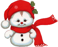 Kleine animatie van een sneeuwpop - Sneeuwpop met kerstmuts en rode sjaal