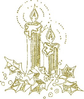 Middelgrote kerstmis animatie van een kerstkaars - Twee brandende kaarsen in goudkleur