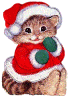 Kleine animatie van een kerstdier - Katje dat kerstkleding draagt