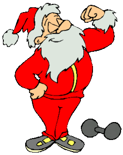 Middelgrote kerstanimatie van een kerstman - De Kerstman laat zijn spierballen zien