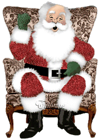 Middelgrote kerstanimatie van een kerstman - De Kerstman zit in een stoel