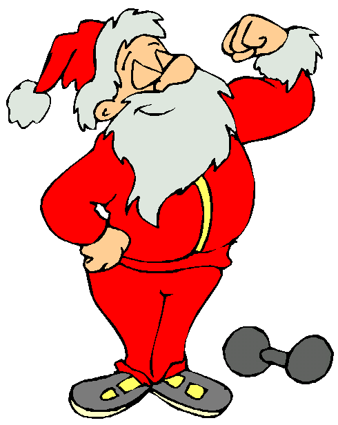 Grote kerstanimatie van een kerstman - De Kerstman laat zijn spierballen zien