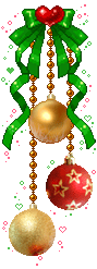Kleine kerstanimatie van een kerstbal - Drie kerstballen hangen aan een groene strik