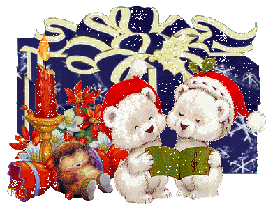 Grote kerstanimatie van een kerstdier - Twee witte beren zingen kerstliederen