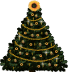 Mini kerstanimatie van een kerstboom - Kerstboom met een zonnenbloem als piek