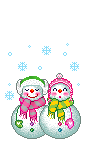 Mini animatie van een sneeuwpop - Twee sneeuwpoppen die elkaar zoenen