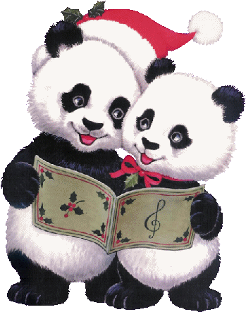 Grote kerstanimatie van een kerstdier - Pandaberen die kerstliederen zingen