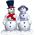 Kleine animatie van een sneeuwpop - Twee zoenende sneeuwpoppen