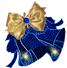 Kleine kerstanimatie van een kerstklok - Twee blauwe kerstklokken met een goudkleurige strik