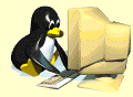 Mini animatie van een kerstdier - Pinguïn achter de computer