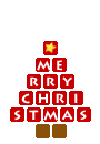 Mini animatie van een kerstwens - De blokken waar Merry Christmas in geschreven staat vormen samen een kerstboom