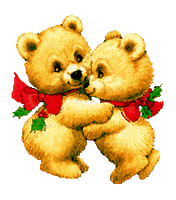 Kleine animatie van een kerstdier - Twee beren met rode strik en hulstbladeren met rode bessen