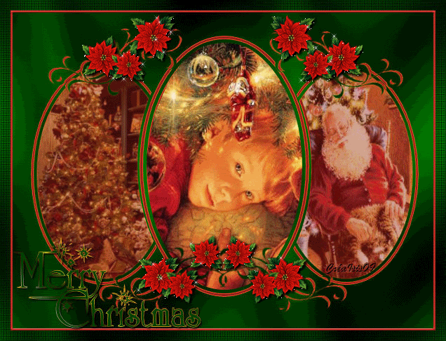 Grote kerstanimatie van een kerstkind - Merry Christmas met een kerstboom en een Kerstman