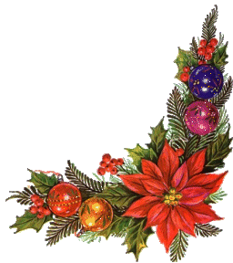 Middelgrote kerstanimatie - Kerstgroen met kerstballen, een rode kerstster en hulstbladeren met rode bessen