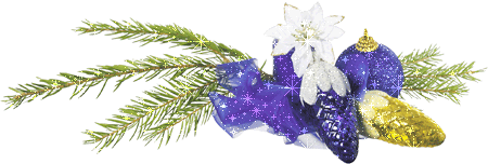 Middelgrote kerstmis animatie van een kerstbal - Blauwe kerstdecoraties met sparrentakken en glitter