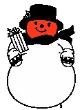 Mini animatie van een sneeuwpop - Sneeuwpop met rode kop en zwarte hoed en sjaal