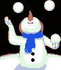 Mini animatie van een sneeuwpop - Jonglerende sneeuwpop
