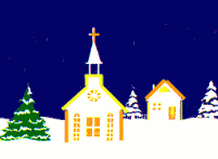 Kleine animatie van een kerk - Kerkje in de sneeuw