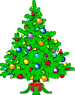 Kleine kerstanimatie van een kerstboom - Kerstboom met gekleurde kerstballen en gekleurde kerstverlichting