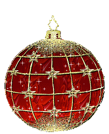 Middelgrote kerstmis animatie van een kerstbal - Rode kerstbal met witte sterretjes