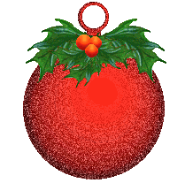 Kleine kerstanimatie van een kerstbal - Rode kerstbal met hulstblaadjes en drie rode bessen