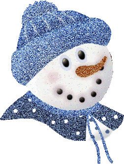 Middelgrote animatie van een sneeuwpop - Sneeuwpop met blauwe muts en glitter