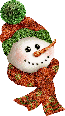 Middelgrote animatie van een sneeuwpop - Sneeuwpop met bruine sjaal en groene muts